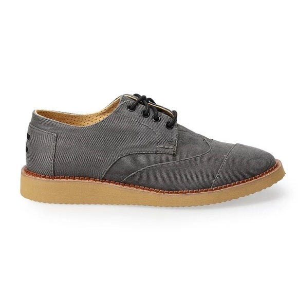 Toms Oxford Shoes Men’s Size 10.5 US Grey Aviator Brogue Wingtip Lace-up Textile - Picture 10 of 11